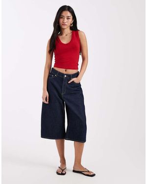 JJXX Pantalones Cortos Vaqueros Holgados De Corte Alargado Con Lavado Crudo Alina De -Azul