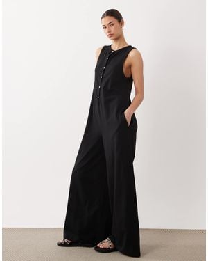 ASOS Button Through Jumpsuit With Pockets - Black
