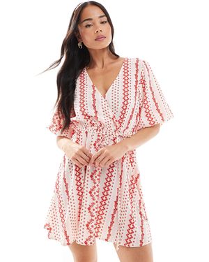 Wednesday's Girl Wrap Detail Stripe Print Mini Dress - Pink