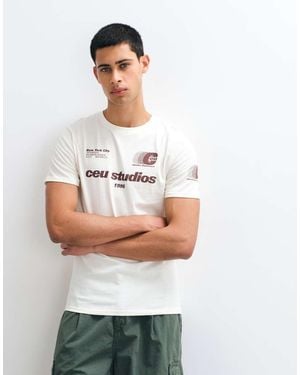 ASOS Slim T-Shirt With Football Graphic - White