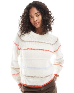 Pieces Knitted Sweater With Stripe Detail - White