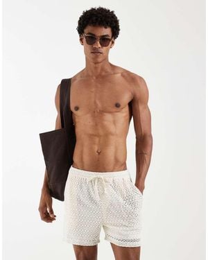 Aray Pantalones Cortos Blancos De Punto De Croché De