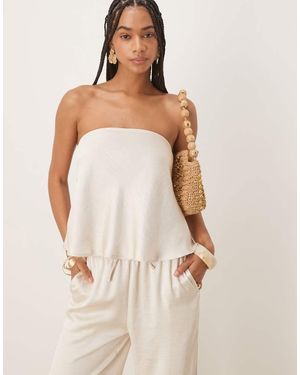Six Stories Bandeau Satin Flippy Top - Natural