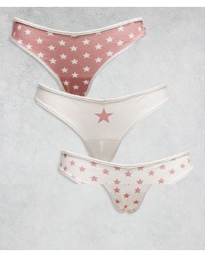 Daisy Street 3 Pack Star Graphic Pant Set - White