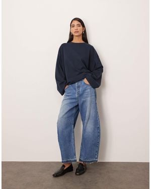 ARRANGE Cotton Oversized Long Sleeve T-shirt - Blue