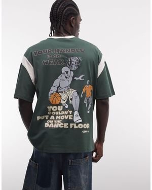 AND1 T-shirt oversize à logo avec imprimé basketball au dos - foncé - Gris
