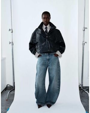 ASOS Oversized Bomberjack Met Opstaande Boord - Blauw