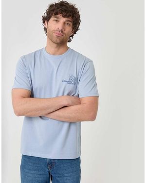 Threadbare Regular Fit Football Graphic T-Shirt - Blue