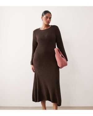 Vila Curve Super Soft Fluffy Maxi Jumper Dress - Brown