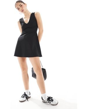 Miss Selfridge V Neck Fit And Flare Lace Trim Mini Dress - Black