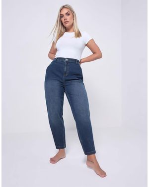 Yours Clothing Stretch Denim Barrel Jeans - Blue