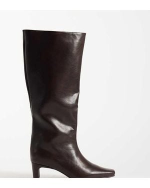 SEQWL Wide Fit Woody Chisel Toe Knee High Kitten Heel Boots - Black