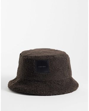 Calvin Klein Sherpa Bucket Hat With Patch Logo - Black