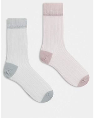 ASOS Pack De 2 Pares De Calcetines Tobilleros Gris Claro Y Malva Transparentes De - Blanco