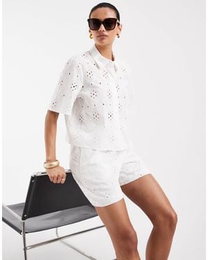 Vero Moda Broderie Boxy Shirt - White
