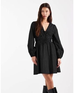 New Look Polka Dot Cord Mini Dress - Black