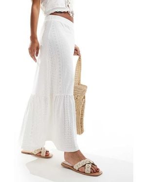 Jdy Tiered Pointelle Maxi Skirt - White