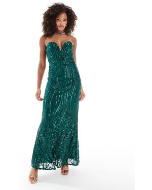 TFNC London Vestido Largo Con Escote Palabra De Honor De Lentejuelas De - Multicolor