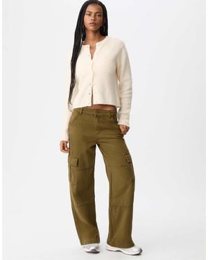 Stradivarius – cargohose mit geradem schnitt - Natur
