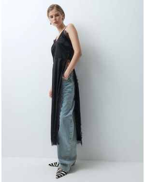 Noisy May Satijnen Kanten Maxi Slipdress - Grijs