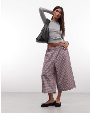 Collusion 3/4 Nylon Check Jort - Purple