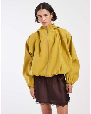 ASOS Modal Hoodie Met Rits Sport Bomber - Geel