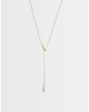 ASOS Collar Largo De Estilo Reata Con Colgante De Lágrima De - Blanco
