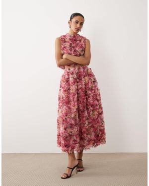 Sister Jane Dream Floral Tulle Midi Skirt - Pink