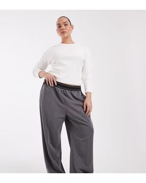 ASOS Curve Tailored Elastic Waist Trousers - Grey