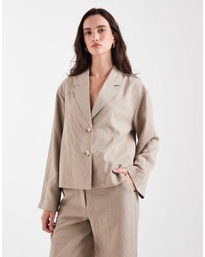 Object Mix And Match Short Boxy Tailored Blazer - Natural