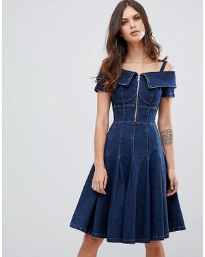 Miss Sixty Flare Denim Dress - Blue