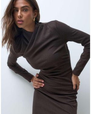 ASOS Supersoft Drape High Neck Wrap Mini Dress - Black