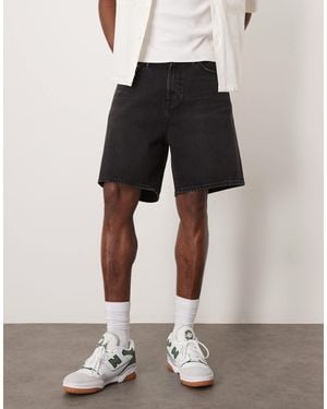 Abercrombie & Fitch Loose Denim Shorts - Black