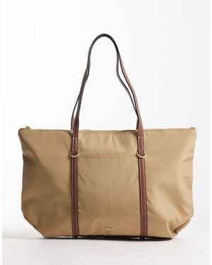 Mango Bolso Tote Clásico Con Asas En Contraste De - Neutro