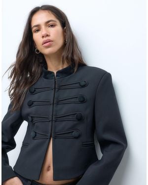 ASOS Tailored Utility Jacket With Velvet Trims - Blue