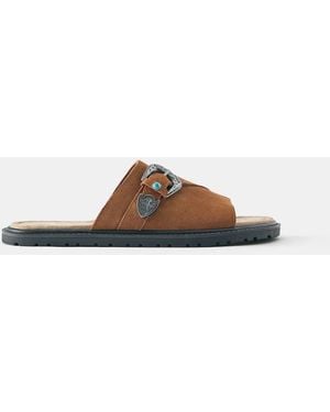 Pull&Bear Leather Cowboy Sandals - Brown