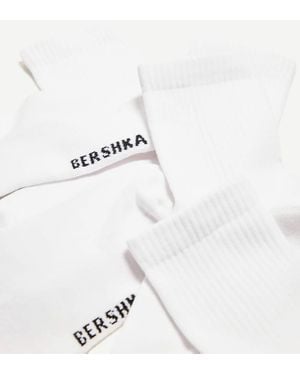 Bershka Pack Of 3 Pairs Of Sporty Socks - White
