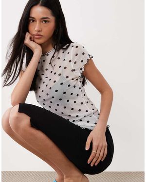 ASOS Semi Sheer Printed Grown On Neck Baby Tee - Grey