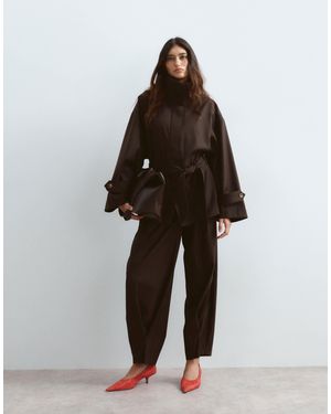 ARRANGE Funnel Neck Belted Jacket Co-Ord - Brown