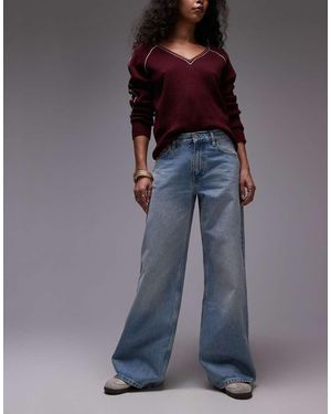 TOPSHOP Vaqueros De Pernera Ancha Y Talle Medio Con Acabado Horizon De -Azul