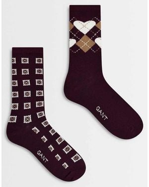 GANT 2-pack Argyle Heart Socks - Purple