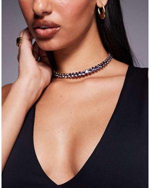 ASOS Choker Necklace With Faux Sparkly Crystal Detail - Black