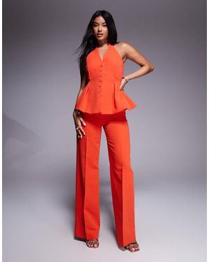 Mango Pantalones De Sastre Rojos Con Pinzas Delanteras De (Parte De Un Conjunto)