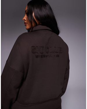 ASOS Weekend Collective Curve Co-ord Heavyweight Sweatshirt With Ski Club Graphic - Black