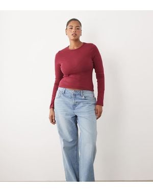ASOS Asos Design Curve Straight Wide Leg Jeans - Red
