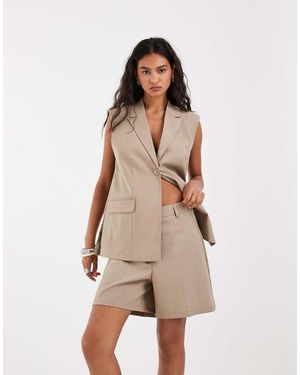 Pieces Pantaloncini Sartoriali A Vita Alta - Neutro