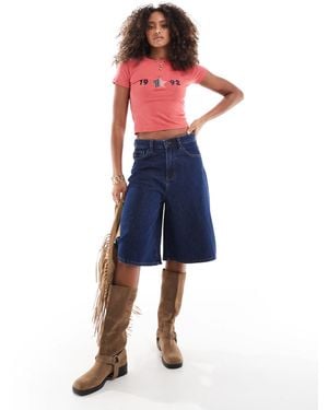 Cotton On Cotton on - bermuda large en denim et lyocell - brut - Bleu