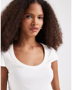 Vero Moda Ribbed Scoop Neck T-shirt - White