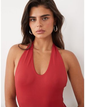 ASOS Body à encolure ronde en polyamide bordeaux - Rouge