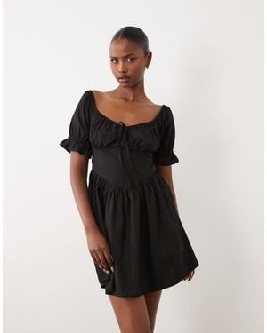 Wednesday's Girl Puff Sleeve Mini Dress - Black